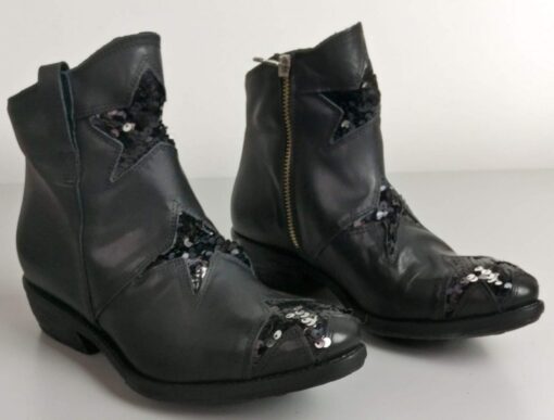 Camperos vitello nero con stelline in paillettes