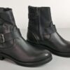 Stivaletti in vitello nero con doppie fibbie