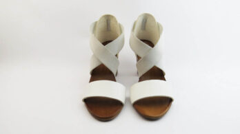 Sandali in pelle bianco con tacco 70