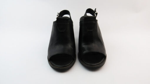 Sandali in pelle spuntati nero tacco 80