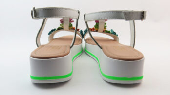 Sandali in pelle bianco multipaste line green