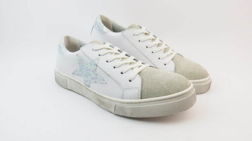 Sneakers con stella glitter bianco