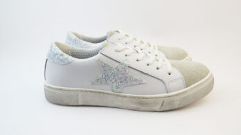 Sneakers con stella glitter bianco