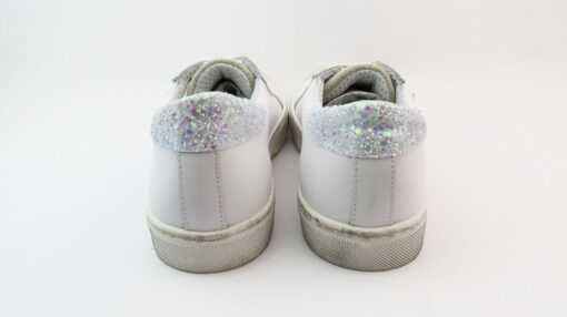 Sneakers con stella glitter bianco