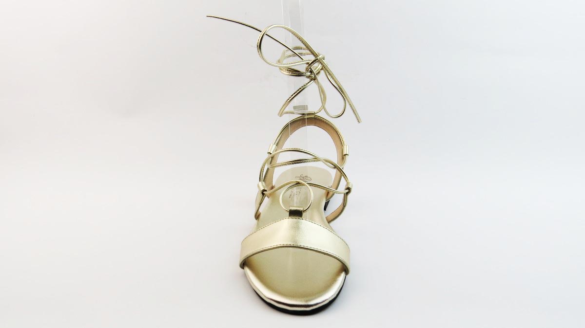 Sandali bassi alla schiava con lacci in pelle platino - Patty Shoes