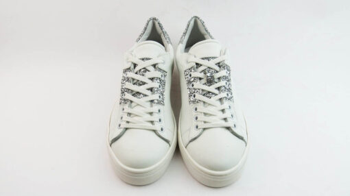 Sneakers colore bianco allacciate con glitter argento