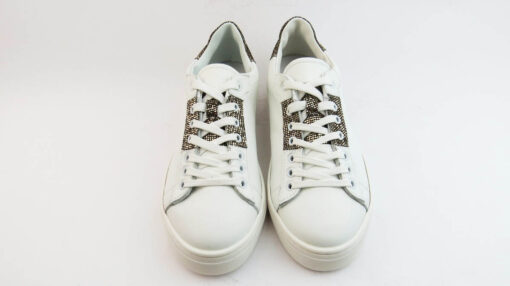 Sneakers colore bianco allacciate con glitter bronzo