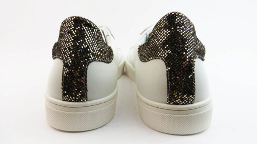 Sneakers colore bianco allacciate con glitter bronzo