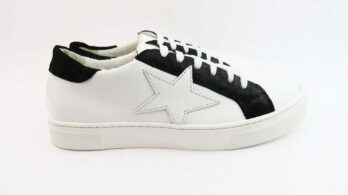 Sneakers colore bianco con stella bianca ed inserto nero cracked