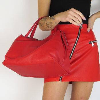 Borsa bauletto in vera pelle colore rosso 