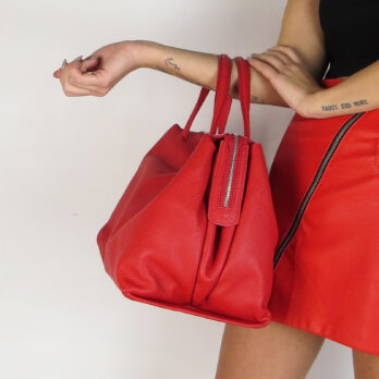 Borsa bauletto in vera pelle colore rosso 