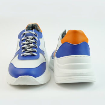 Sneakers running con suola big colore bianco con stella laterale arancione