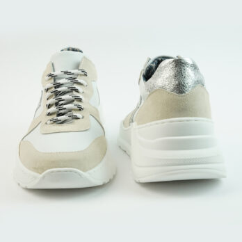 Sneakers running con suola big colore bianco con stella laterale argento