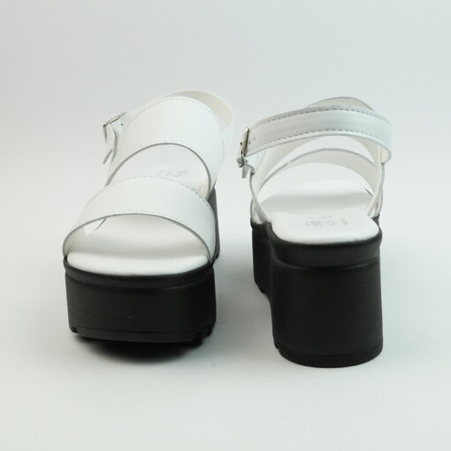 Sandali in vera pelle con cinturino e doppia fascia colore bianco