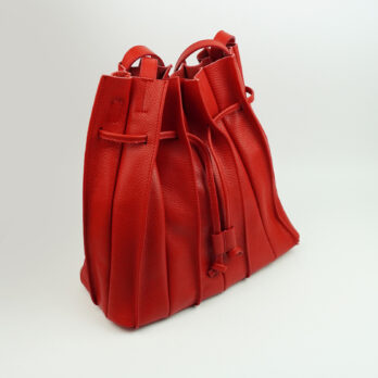 Borsa secchiello in vera pelle con tracolla colore rosso