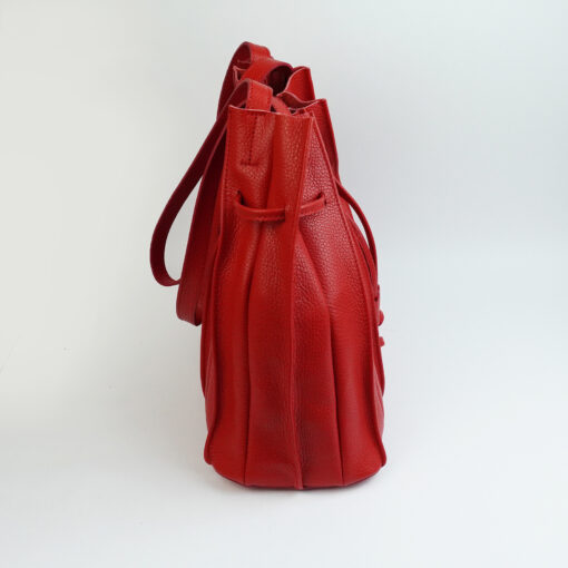 Borsa secchiello in vera pelle con tracolla colore rosso