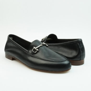 Mocassini in vera pelle con morsetti colore nero