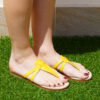 Infradito in vera pelle colore giallo tacco 1 cm