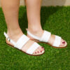 Sandali frate in vera pelle con cinturino colore bianco tacco 1 cm