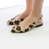 Ballerine a punta in vera pelle leopardate con cinturino