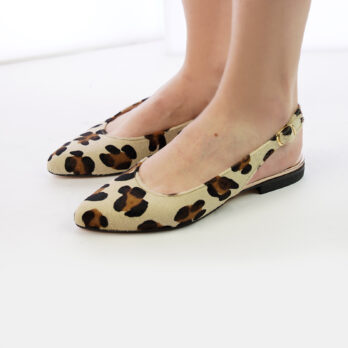 Ballerine a punta in vera pelle leopardate con cinturino Patty Shoes