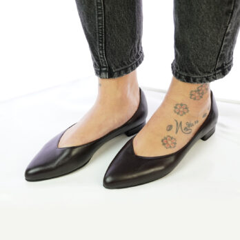 Ballerine donna artigianali in vera pelle colore testa di moro