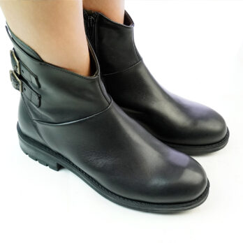 Stivaletti donna artigianali in vera pelle con 2 zip laterali colore nero