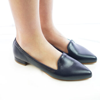 Ballerine donna artigianali vera pelle colore blu