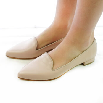 Ballerine donna artigianali vera pelle colore cipria