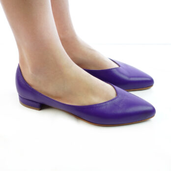 Ballerine donna artigianali vera pelle colore viola