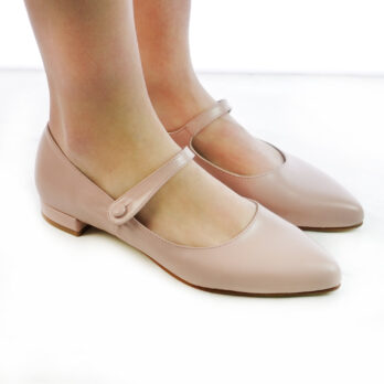 Ballerine artigianali a punta in vera pelle con fascetta colore carne