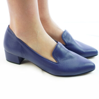 Scarpe con tacco donna artigianali vera pelle nappa colore blu