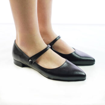 Ballerine artigianali a punta in vera pelle con fascetta colore nero