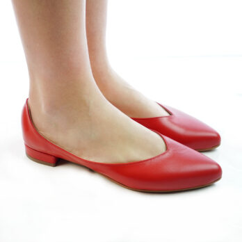 Ballerine donna artigianali vera pelle colore corallo