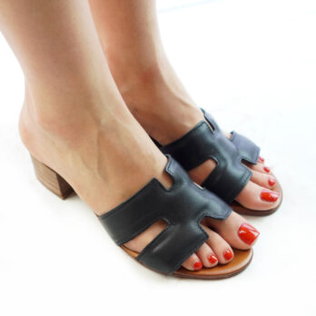 Ciabatte donna artigianali in pelle h colore nero
