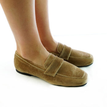 Mocassini donna artigianali velluto beige