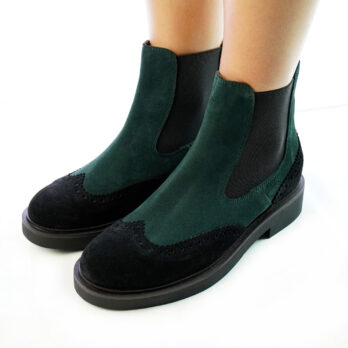 Stivaletti beatles donna artigianali camoscio nero verde