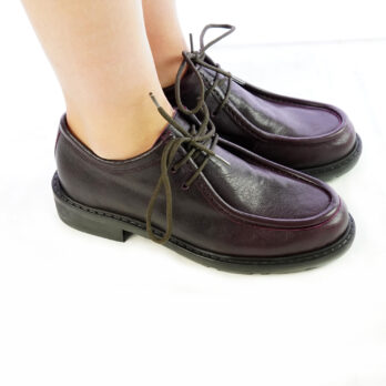 Scarpe francesine donna artigianali in pelle colore bordò