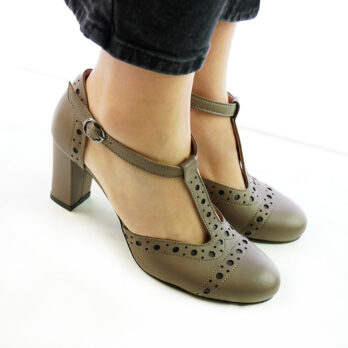 Sandali donna artigianali in nappa colore taupe nero