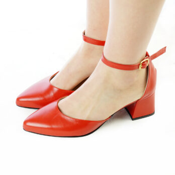 Sandali artigianali con cinturino in vera pelle rosso