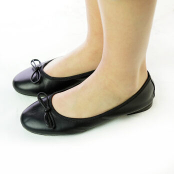 Ballerine artigianali in nappa con fiocco colore nero