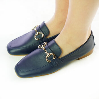 Mocassini donna lavorazione artigianale con morsetto in nappa blu