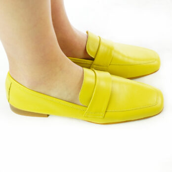 Mocassini donna lavorazione artigianale in nappa giallo