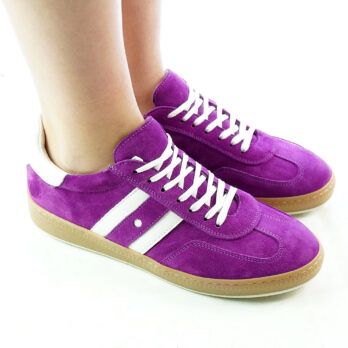 Sneakers donna artigianali in camoscio colore fuxia