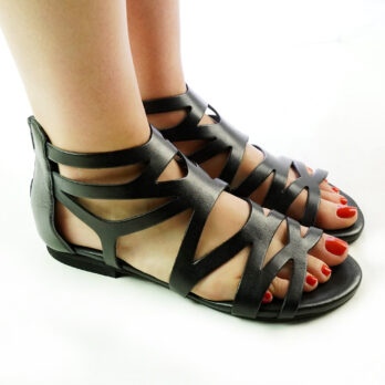 Sandali con zip posteriore in vera pelle colore nero