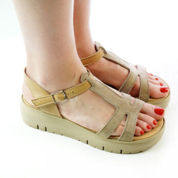 Sandali donna in pelle colore taupe