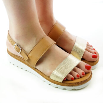 Sandali donna in pelle colore cuoio