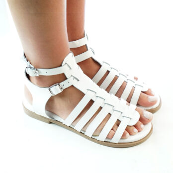 Sandali bassi donna in pelle colore bianco