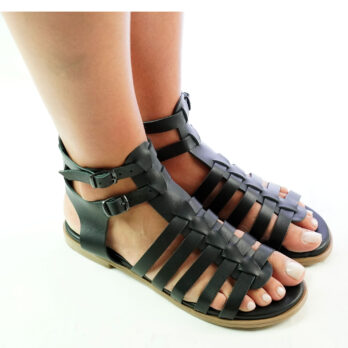 Sandali bassi donna in pelle colore nero