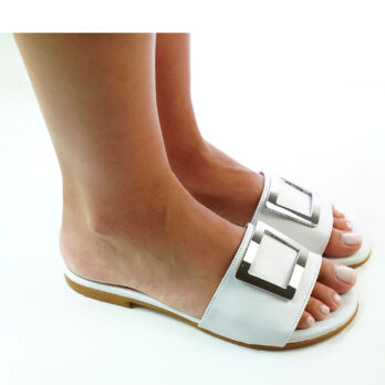 Ciabatte donna in pelle colore bianco